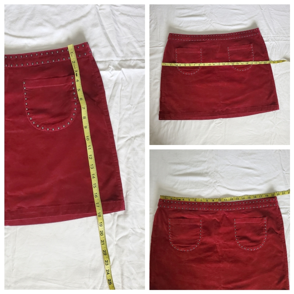 Mossimo Supply Co. Faux Suede Studded Mini Skirt Burgundy Women's Plus Size 18 - Picture 10 of 10